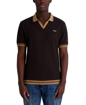 KARL LAGERFELD PARIS - Men's Textured Johnny Collar Polo Shirt