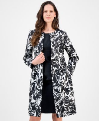 Petite Floral-Print Jewel-Neck Jacket Topper & Empire Seamed Dress Set, Regular & Petite 