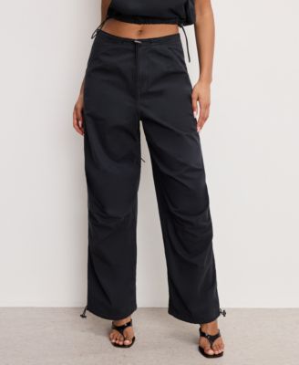 Good American - Women's Cotton Twill Drawcord-Hem Parachute Pants