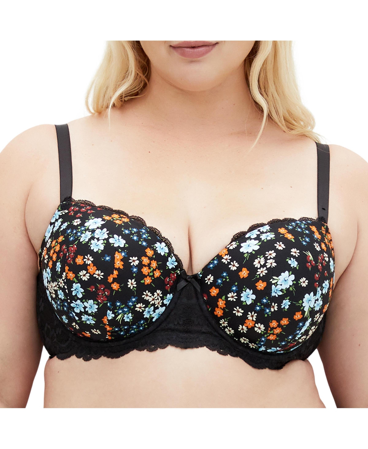 Plus Size Hailey Print Contour Bra - Kelly green floral