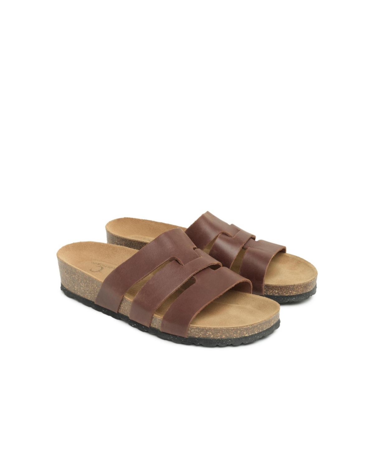 Triple Strap Low Wedge Mule - Rust