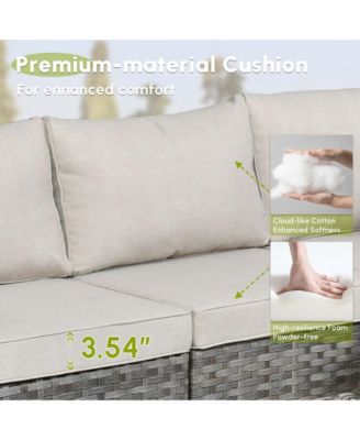 Patio Furniture Set,6 Piece Outdoor Sectional Sofa Couch Set,Patio Conversation Set with Modular Wicker Chairs,Widened Armrest,Side Table,Orange Red