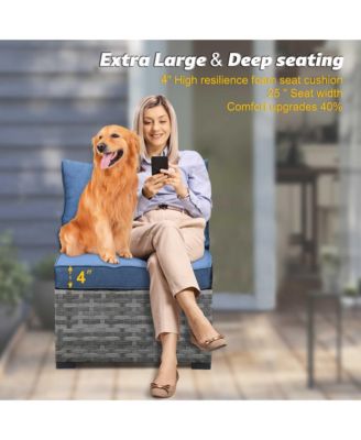 Patio Furniture Set,6 Piece Outdoor Sectional Sofa Couch Set,Patio Conversation Set with Modular Wicker Chairs,Widened Armrest,Side Table,Orange Red