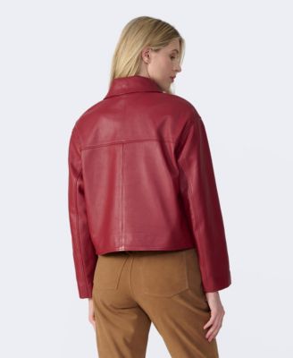 Women's Cropped Leather Jacket, Created for Macy's