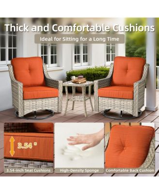 5 Piece Outdoor Patio Furniture Set,Wicker Conversation Set with Swivel Rocker Chairs,Ottomans and Side Table for Outside Porch Balcony Backyard