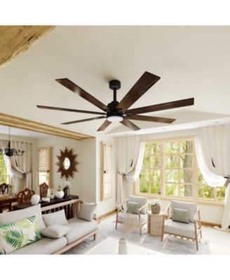 72" Ceiling Fan with Light, Solid Wood Blades, Quiet Reversible DC Motor, Remote Control, Indoor/Outdoor for Bedroom, Living Room & Porch.