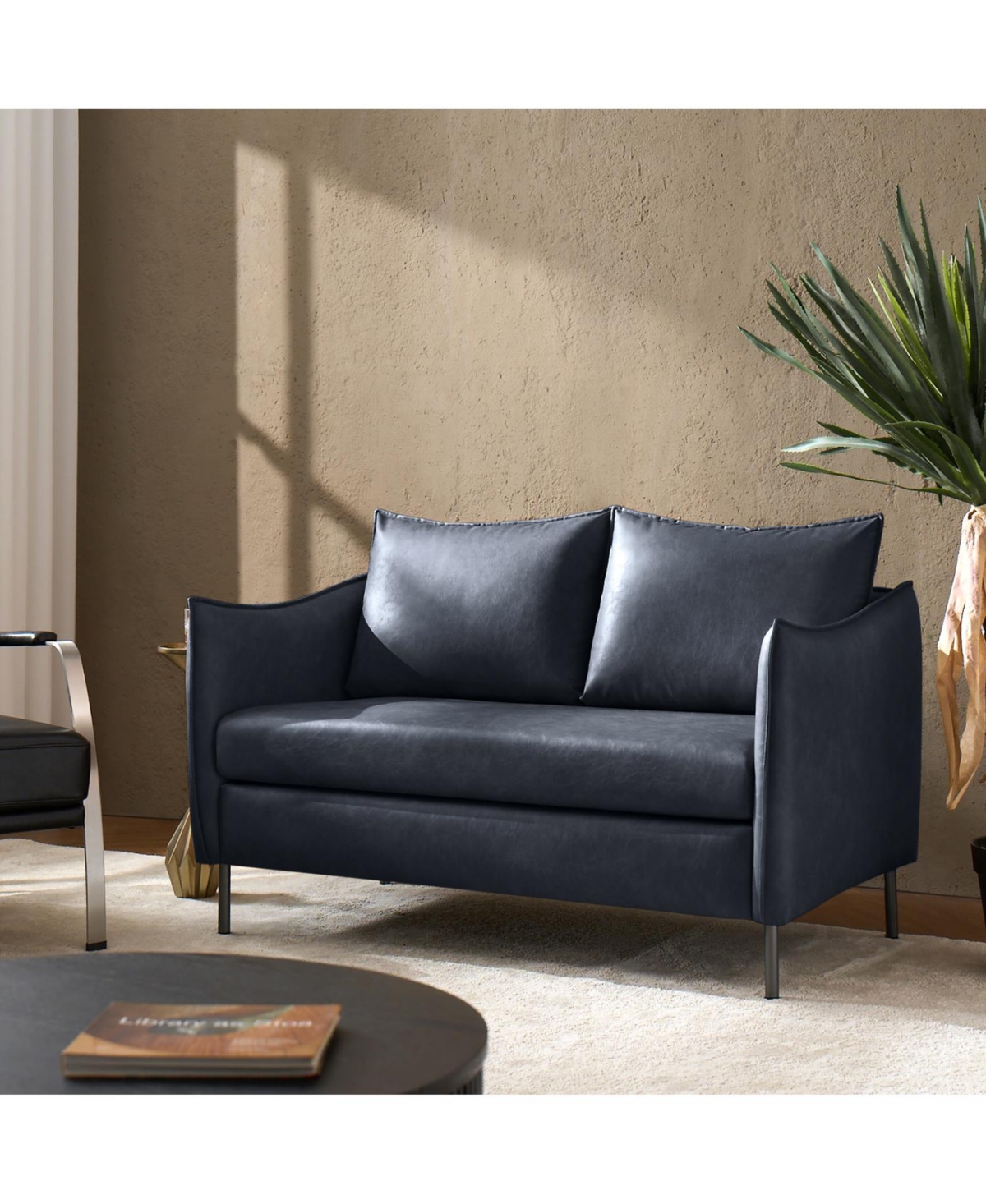 Monroe Modern Industrial-Style Pu Leather Sofa with Sturdy Metal Legs And Movable Seat