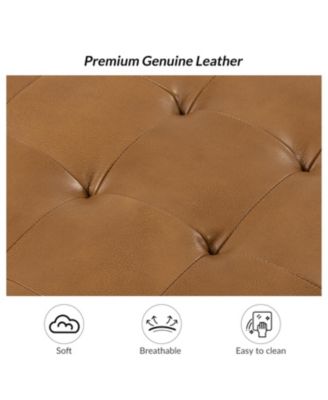 Blanca 87" wide Genuine Leather Sofa with Button Tufted Stitched Pattern