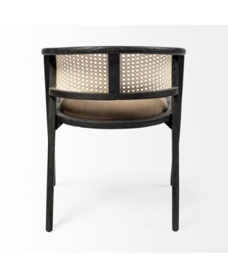 Open Back Linen Dining Arm Chair with Cushioned Seat for Home or Restaurant Use