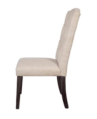 Set of Two Tufted Linen Upholstered Side Chairs for Modern Dining Spaces