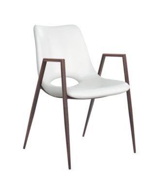 Set of 2 Upholstered Faux Leather Dining Chairs with Armrests and Open Back