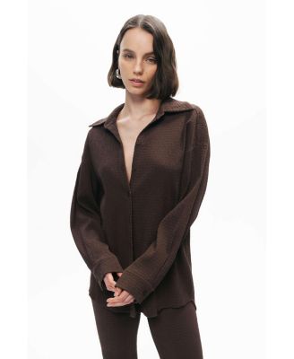 Women's Crumpled Fabric Draped Shirt