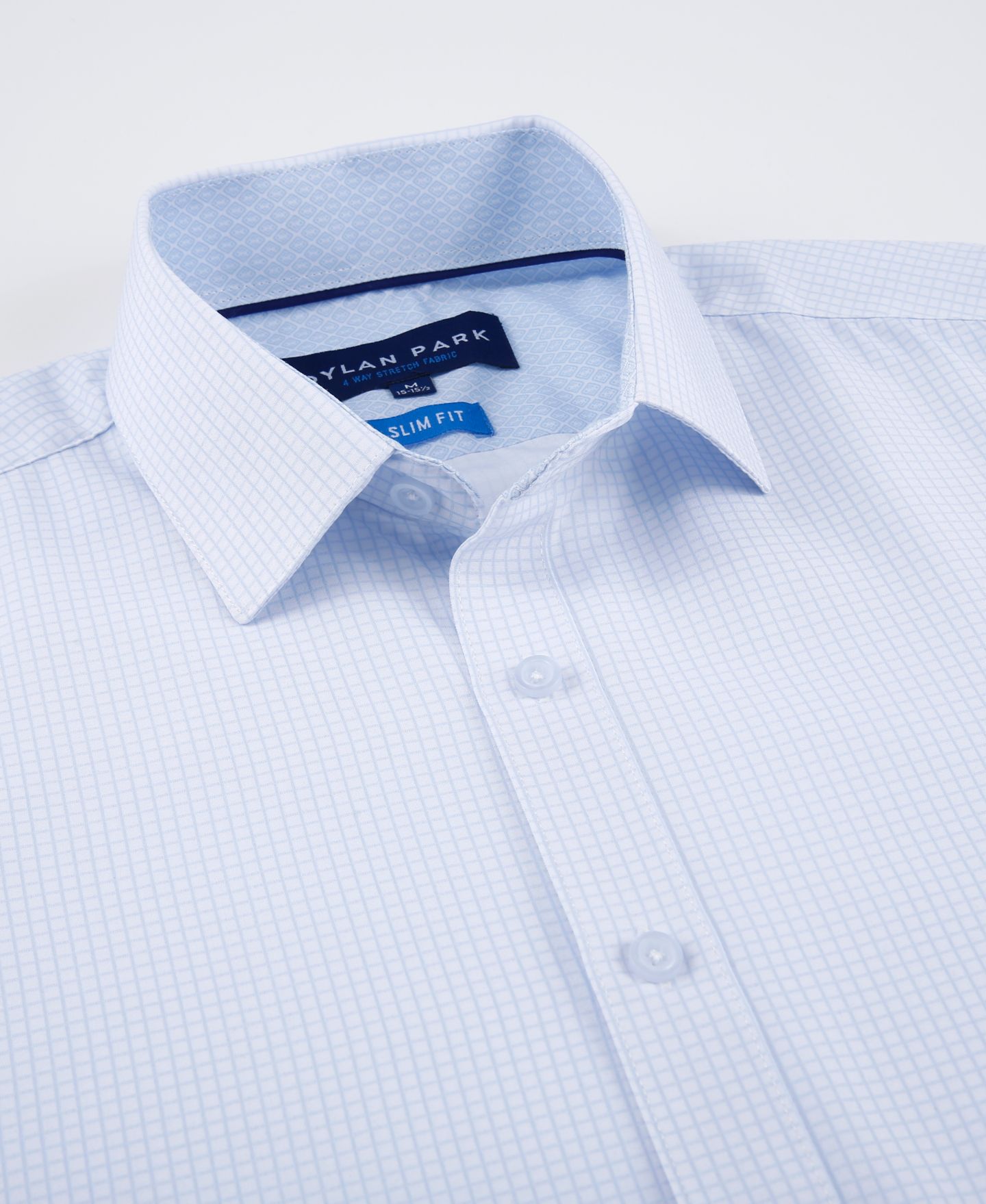 Мужская рубашка Dylan Park Four Way Stretch Plaid Print Button Down Dress Shirt, цвет: Синий — фото 3