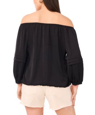 Women's Off-The-Shoulder Pleated-Sleeve Top