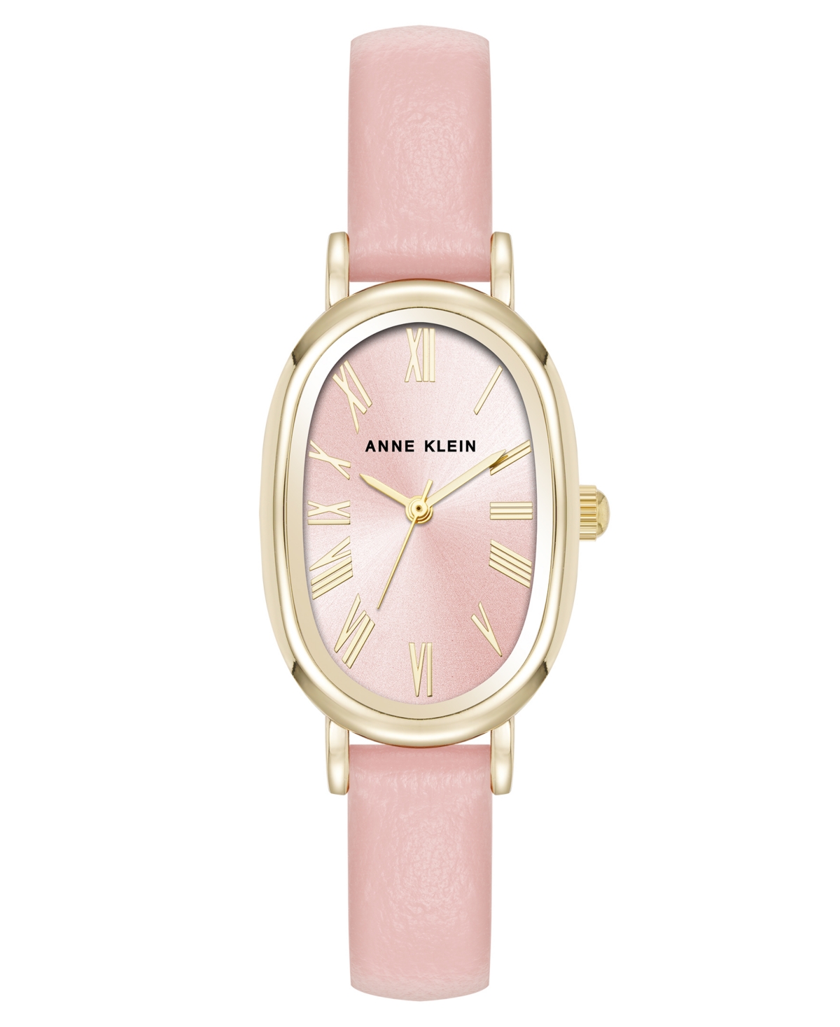 Women's Quartz Oval Pink Polyurethane Leather and Gold-Tone Metal Alloy Watch, 23mm - Light Pink, Gold-Tone