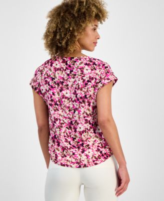 Women's Floral-Print Short-Sleeve Top