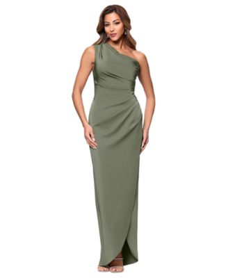 XSCAPE - Women's Asymmetric One-Shoulder Satin Gown