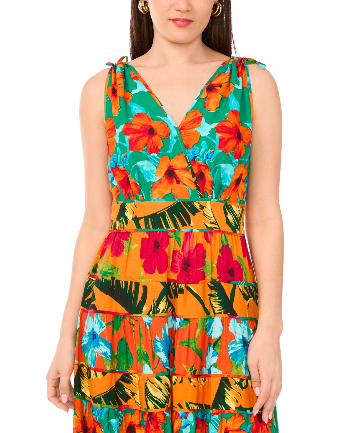Vince Camuto Printed Tiered Maxi Dress In Multi