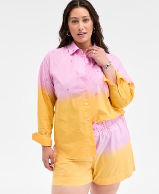 On 34th - Trendy Plus Size Ombr&eacute; Rhinestone Shirt