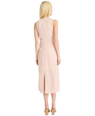 Women's Ruched Round-Neck Sleeveless Midi Dress