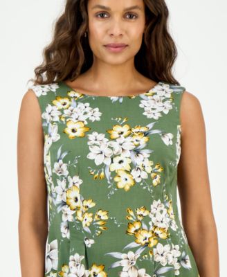 Petite Floral Pintuck Sleeveless Mini Dress