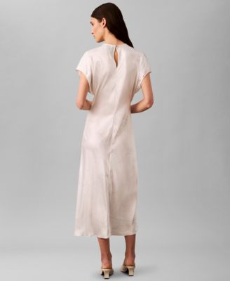 Women's Cap Sleeve Printed Satin Sheath Dress