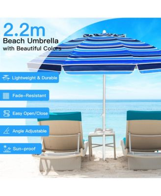 7.2ft Beach Umbrella Outdoor Patio Garden w/ Carrying Bag Sand Anchor