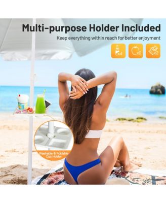 7.2ft Beach Umbrella Outdoor Patio Garden with Carrying Bag Sand Anchor