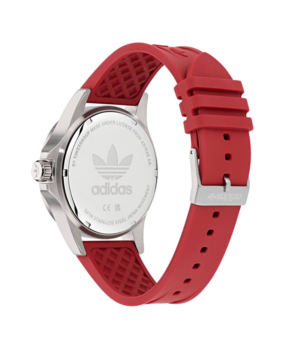 Shop Adidas Originals Unisex Analog Red Silicone Watch, 44mm