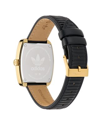 Unisex Analog Black Leather Watch, 37mm