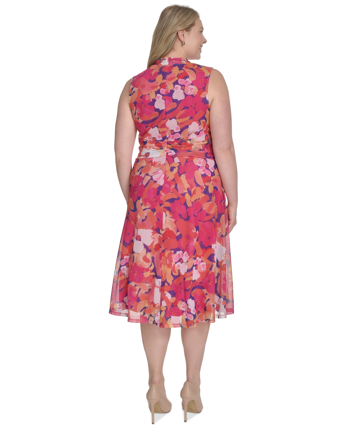 Jessica Howard Plus Size Floral Surplice-neck Midi Dress In Multi