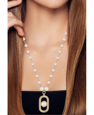 Gold Plated Pearl Tag Necklace