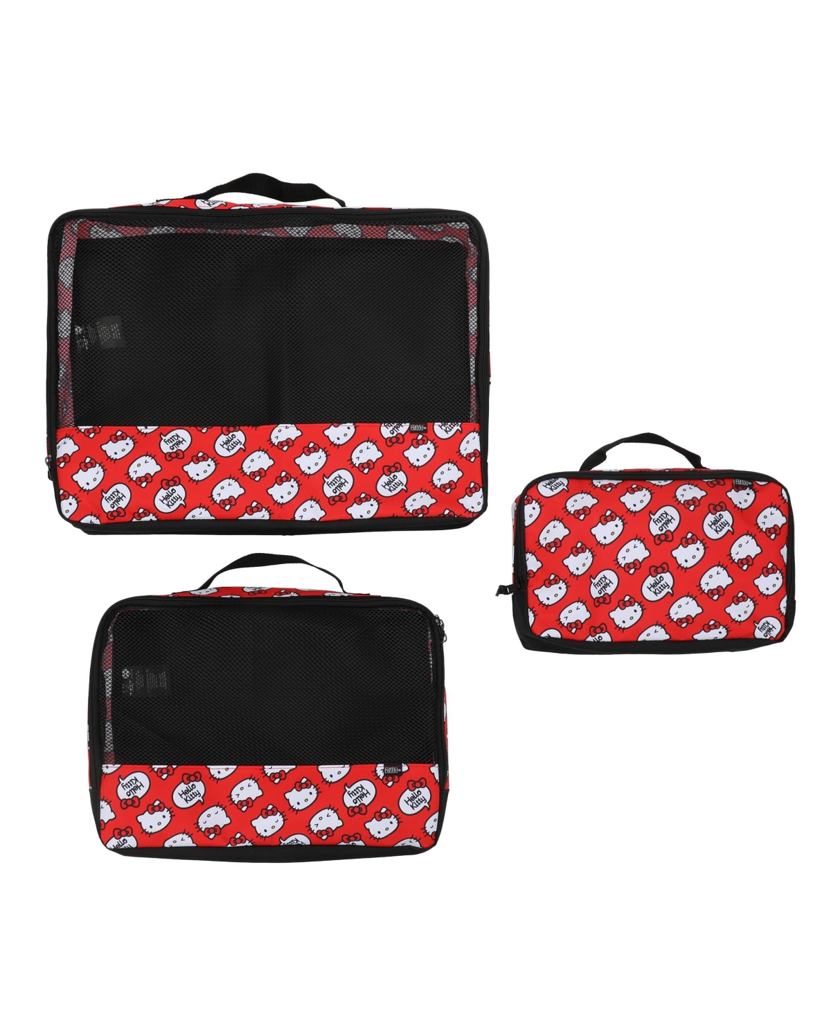 All-Over Character Print 3-Piece Red Packing Cube Set - Black