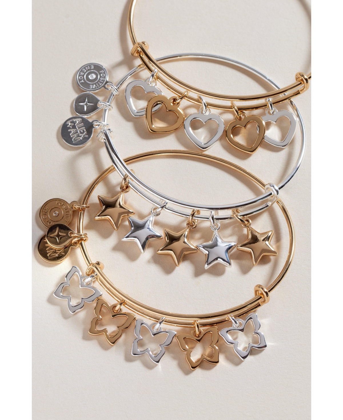 Puffy Star Multi Charm Bangle Bracelet
