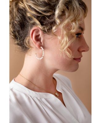 Rice Pearl Hoop Earrings