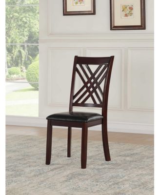 Set of Two Upholstered Faux Leather Cross Back Dining Side Chairs