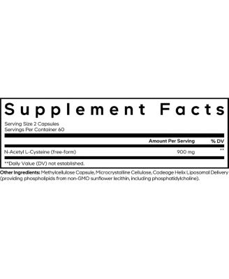 Liposomal NAC Supplement - N-Acetyl L-Cysteine Amino Acid - 2 Month Supply - Free-Form NAC - Phospholipid Complex, Dairy-Free - 120 Capsules
