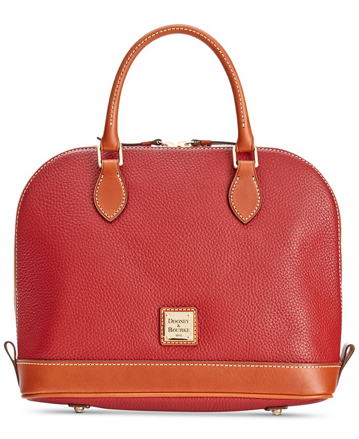 Dooney & Bourke Pebble Leather Zip Top Satchel - Macy's