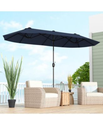 Gymax 13FT Double-sided Patio Umbrella w/ Crank Handle Umbrella Base Safety Lock
