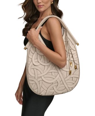 Baldwin Woven Leather Floral Shoulder Bag