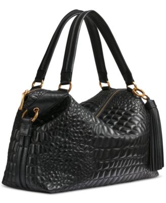 Glenwood Quilted Croc Top Handle Satchel with Tassel Detail