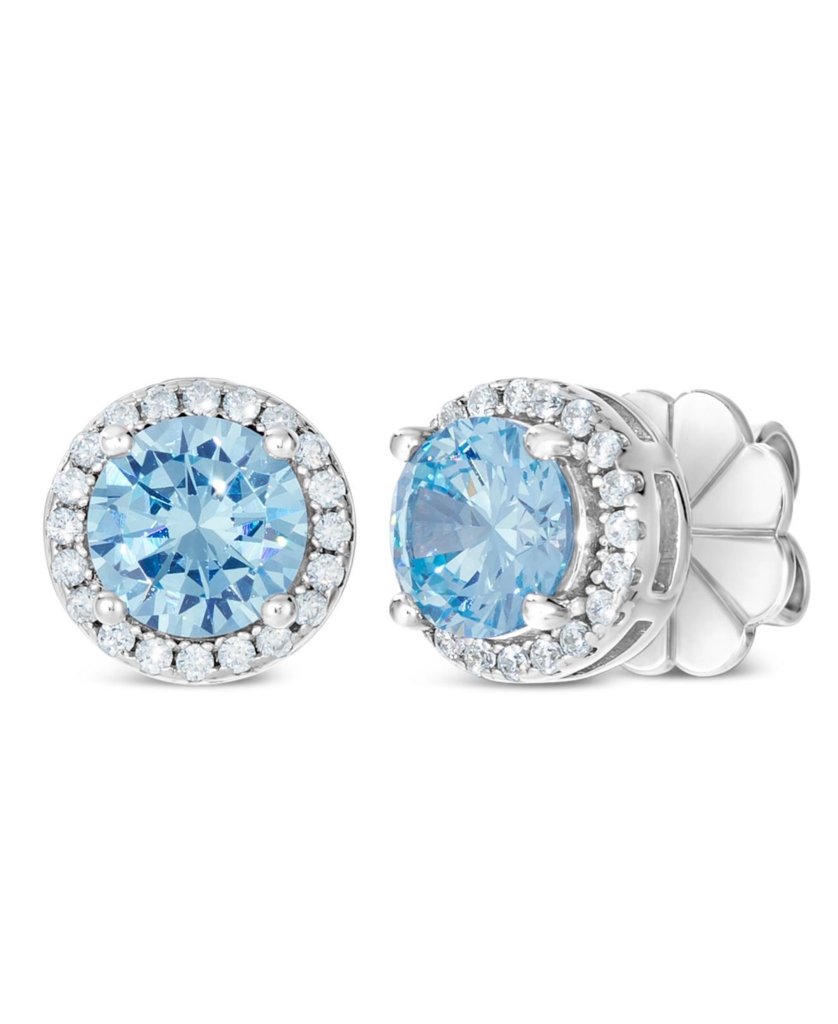 Hello, Halo 2 Carat Cz Crystalline Studs - Aquamarine crystalline