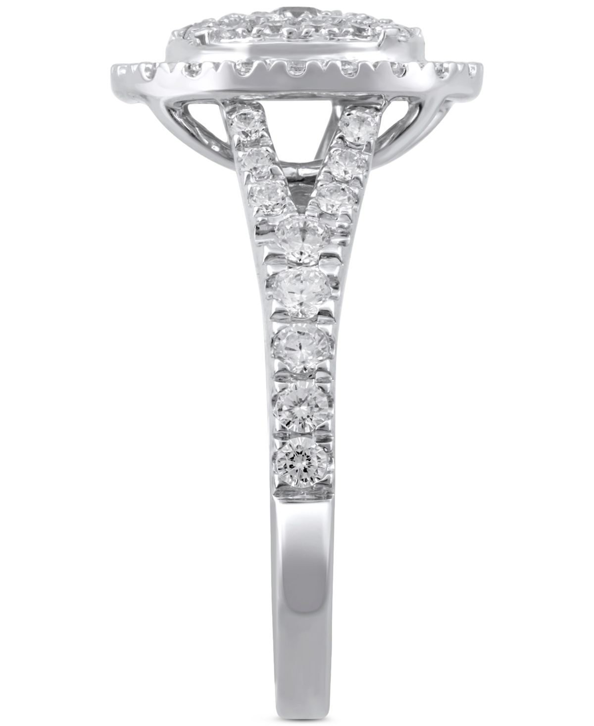 Macy's Diamond Oval Cluster Engagement Ring (1 Ct. T.w.) In 14k White Gold