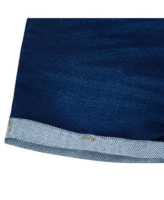 Baby Gender Neutral Cuffed Denim Shorts, Dark Denim Wash