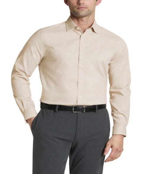 Мужская рубашка Michael Kors Eco Passport Stretch Untucked Shirt, Slim Fit, цвет: Рыжевато-коричневый