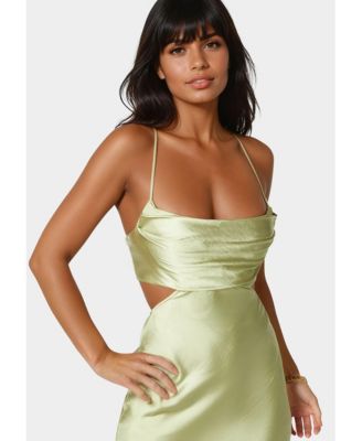 Women's Open Back Cut Out Midi Slip Dress