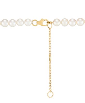Cultured Freshwater Pearl (5-6mm) & Lab Grown Diamond (3/4 ct. t.w.) Heart Pendant Necklace in 14k Gold, 18" + 1" extender