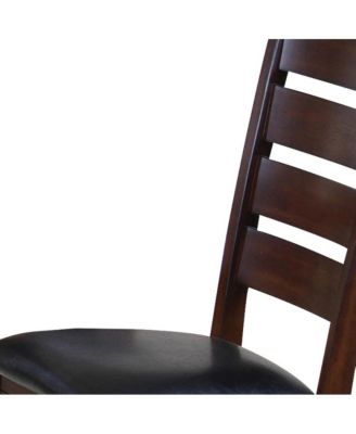 Faux Leather Slat Back Dining Chairs Set of Two for Comfortable Home Dining