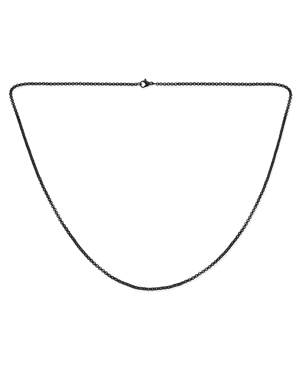 Bling Jewelry Elegant Dainty Rolo Cable Chain Necklace Black Gold Plated Stainless Steel 2.5 Mm