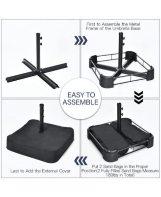 15FT Double-Sided Twin Umbrella Sun Shade Outdoor Crank Market Base Patio